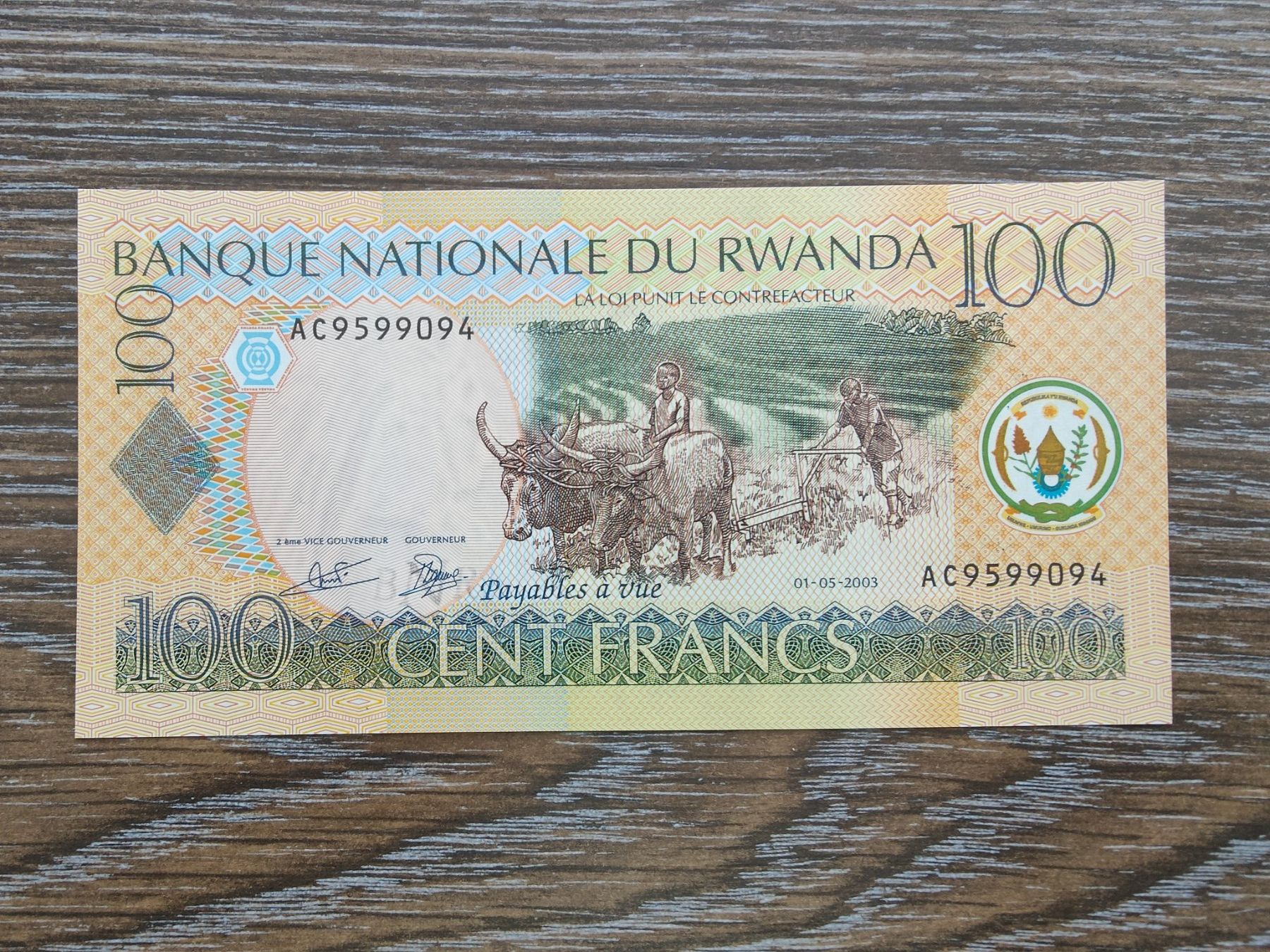 Banknoten: Rwanda 100 Francs 2003, unc. !!!!!! – Neu (gemäss Beschreibung) aus Flaach von Lonzo99