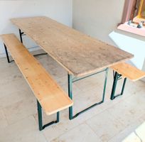 Festbankgarnitur, Tisch + 2 Bänke