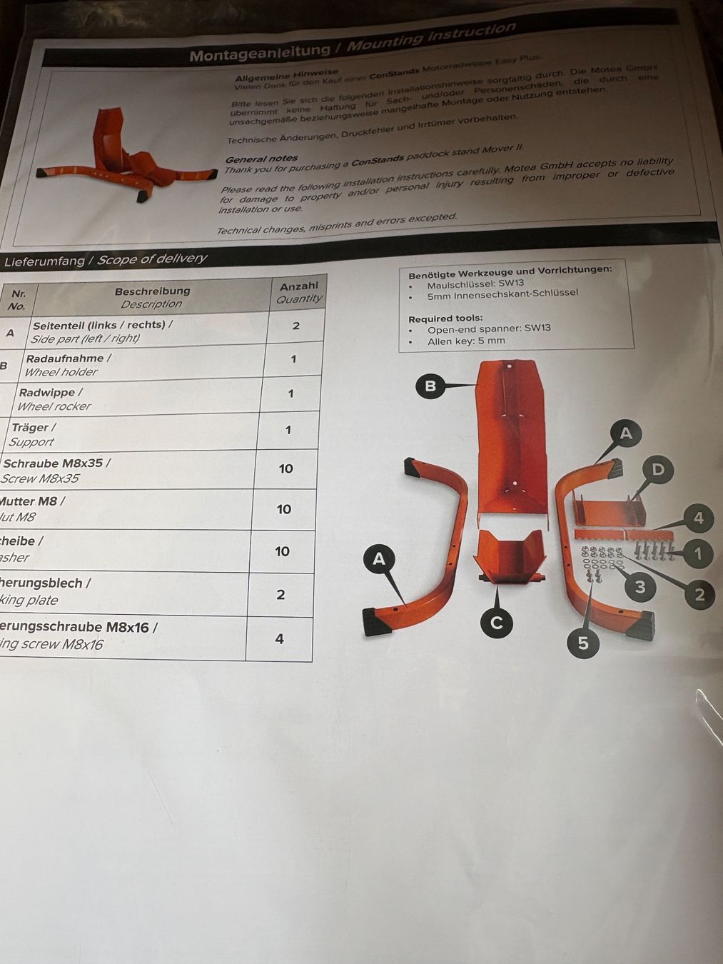 Ständer: Constands Motorradständer / Motorradwippe – Neu und originalverpackt aus Eglisau von de_Lomia 1