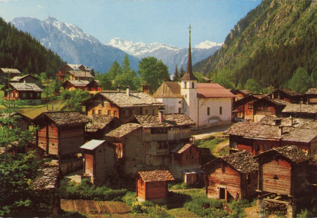 Cartoline postali: Blatten bei Naters   VS  mit Mischabel     um 1965 – Usato da Brig venduto da Valcards54