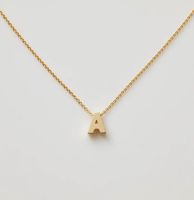 "A" letter necklace, yellow gold 18 carat