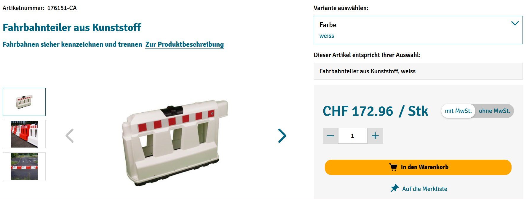 Contenitori & Simili: Fahrbahnteiler aus Kunststoff – Nuovo (secondo la descrizione) da Hägglingen venduto da money-4-tower