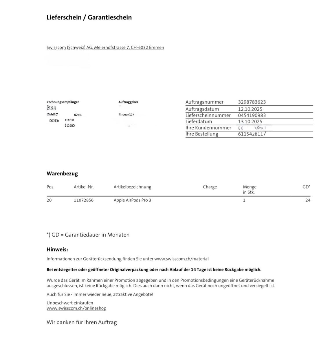 Apple Cuffie: Apple AirPods Pro 3 A3064 – Usato da Niederrohrdorf venduto da Laax 3