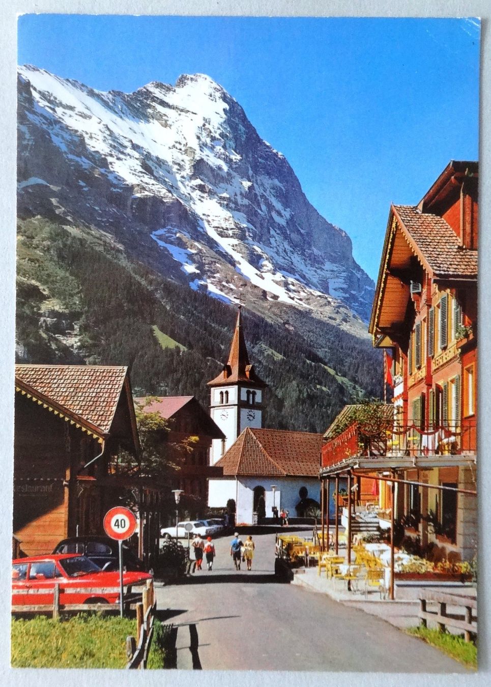 Cartes postales: Grindelwald, Kirche mit Eiger – D'occasion à Fétigny par Billy2miny