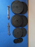 Hantelscheiben 104kg mit Hantelstangen guter Zustand 