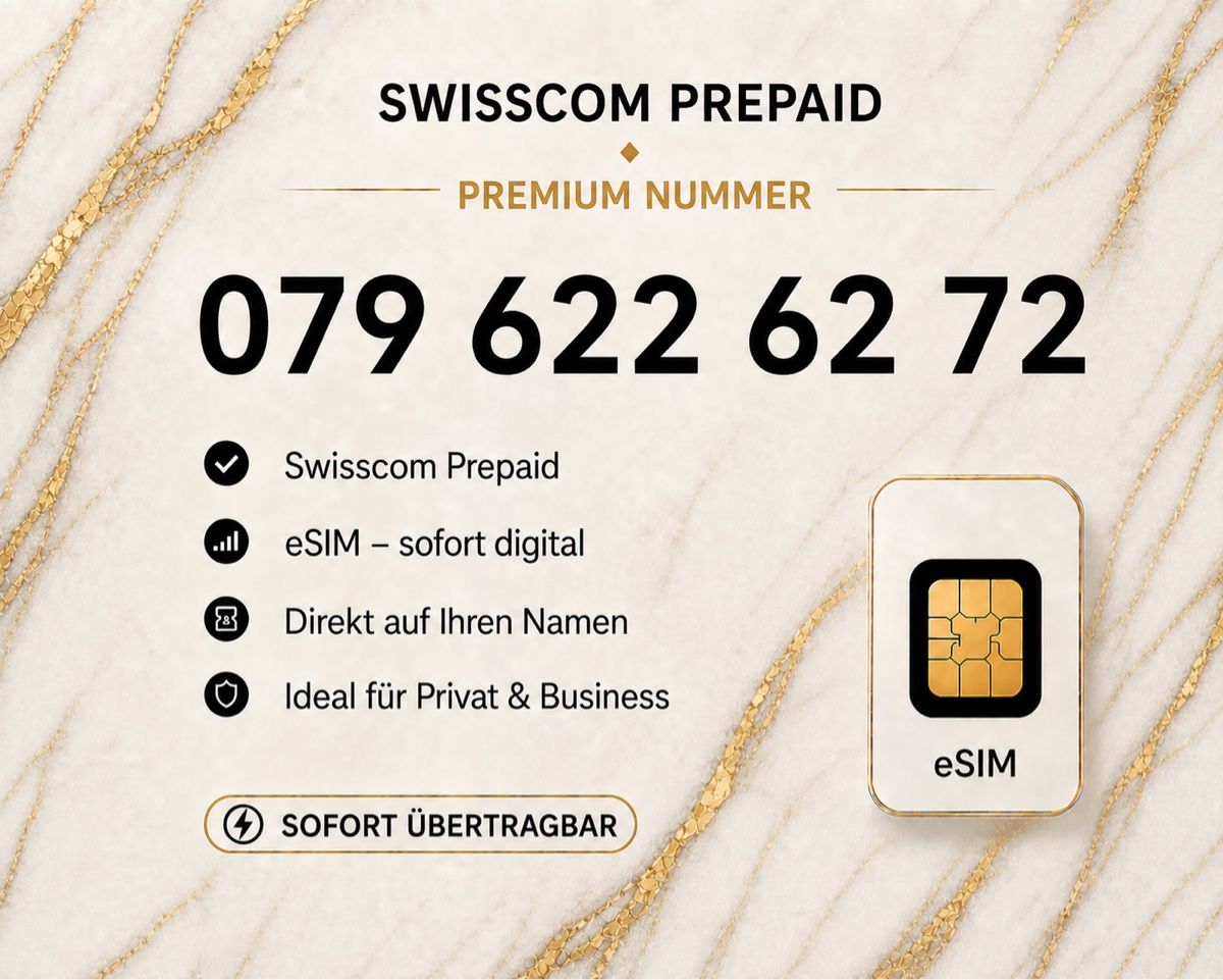Swisscom Carte prepagate: Swisscom Prepaid Premium Nummer – Nuovo e nell'imballaggio originale da Rotkreuz venduto da 079shop