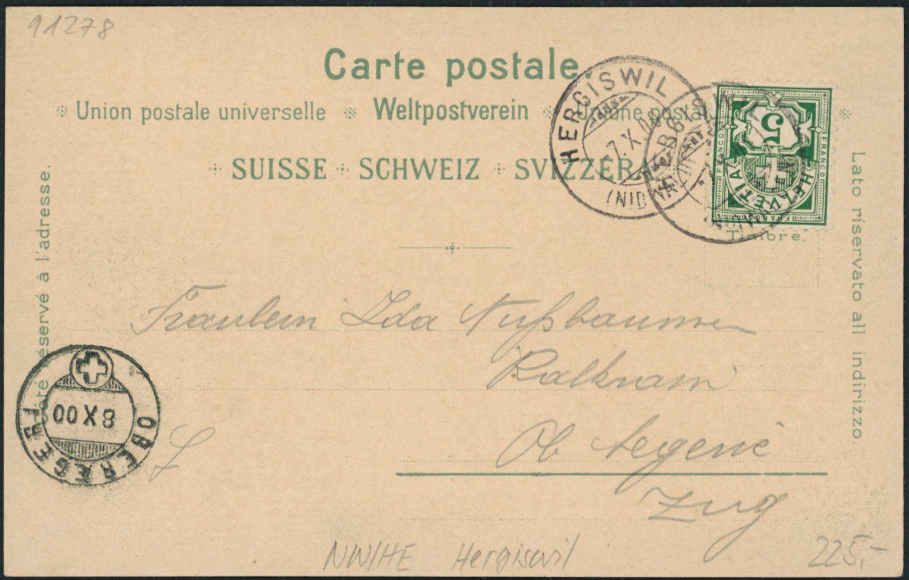 Cartoline postali: NW Hergiswil - Litho – Usato da Schindellegi venduto da Jonathan77 1