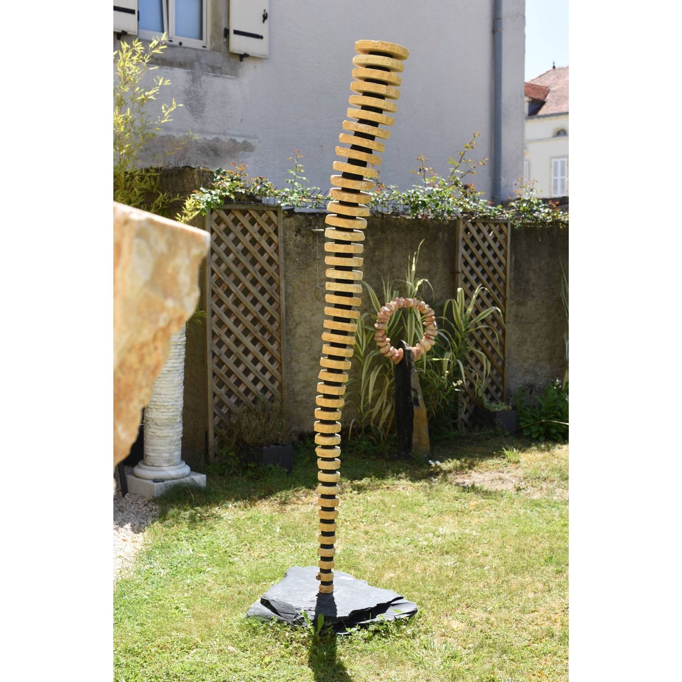 Sculture & Statue: Sculpture Monumentale Travertin Ardoise - Décoration Maison – Usato da GEMEAUX venduto da MarcMugnierSculpture 3