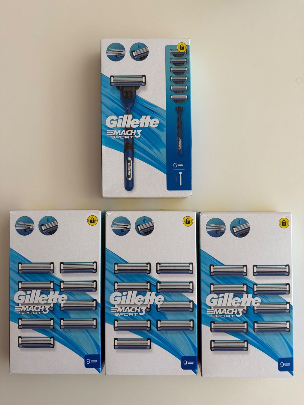 Gillette Rasierapparate & Rasierklingen: Gillette Mach3 Sport, 34 pcs – Neu und originalverpackt aus St-Gingolph von GoldenKeys