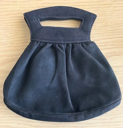 Antike, beutelartige Handgriff-Tasche aus Wildleder