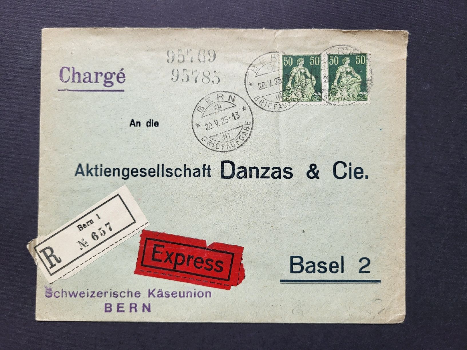 Alle Briefmarken: 1925, Chargé Brief nach Basel (Danzas) – Gebraucht aus stäfa von brandy66