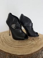 Guess Peep Toe Ankle Boots Leder Schwarz Gr. 36
