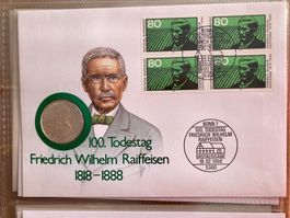 1993 Münzbrief Friedrich Wilhelm Raiffeisen mit 5 DM Silber