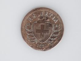 2 Rappen Schweiz 1850 – Alte Helvetia Münze