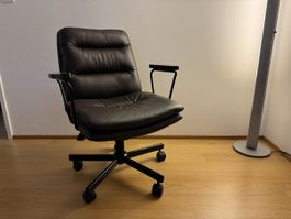 Office Chair Brown Leather Armrests