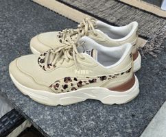 Puma Damenschuhe, Beige mit Leo-Muster, Grösse 37.5