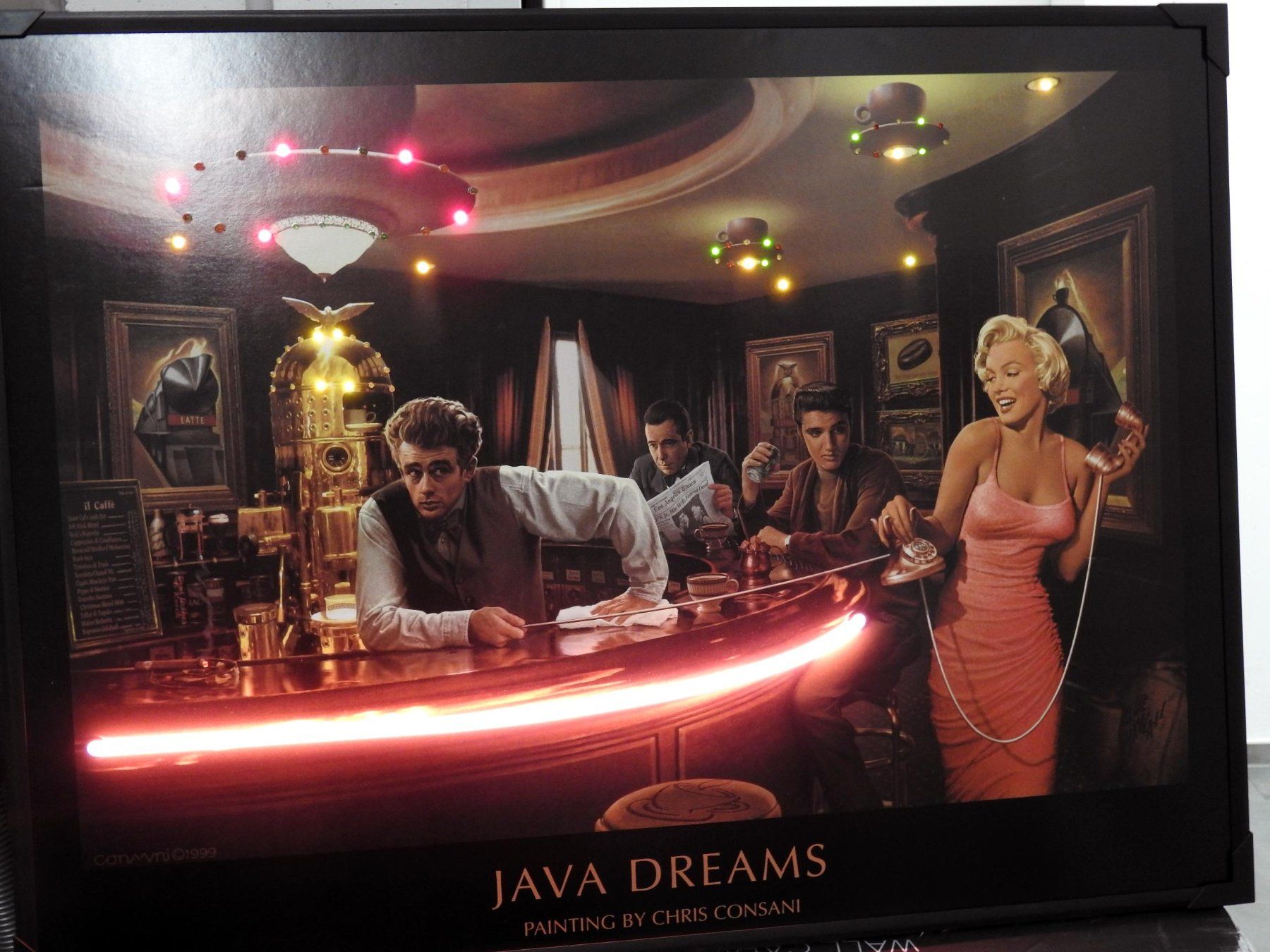 Poster & Bilder: Neon Leuchtbild Java Dreams - Elvis, Marilyn, Dean, Bogart – Gebraucht aus Zürich von  4