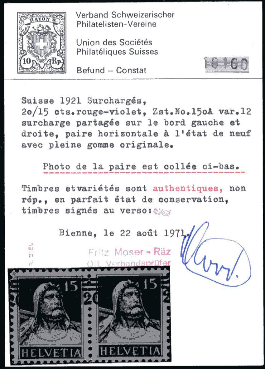Tutti i francobolli: 1921 - Tellbrustbild - Abart - postfrisch ** – Nuovo (secondo la descrizione) da Schindellegi venduto da leecollect 2