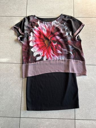 robe élégante de mi-saison fleur noir Gr. 40