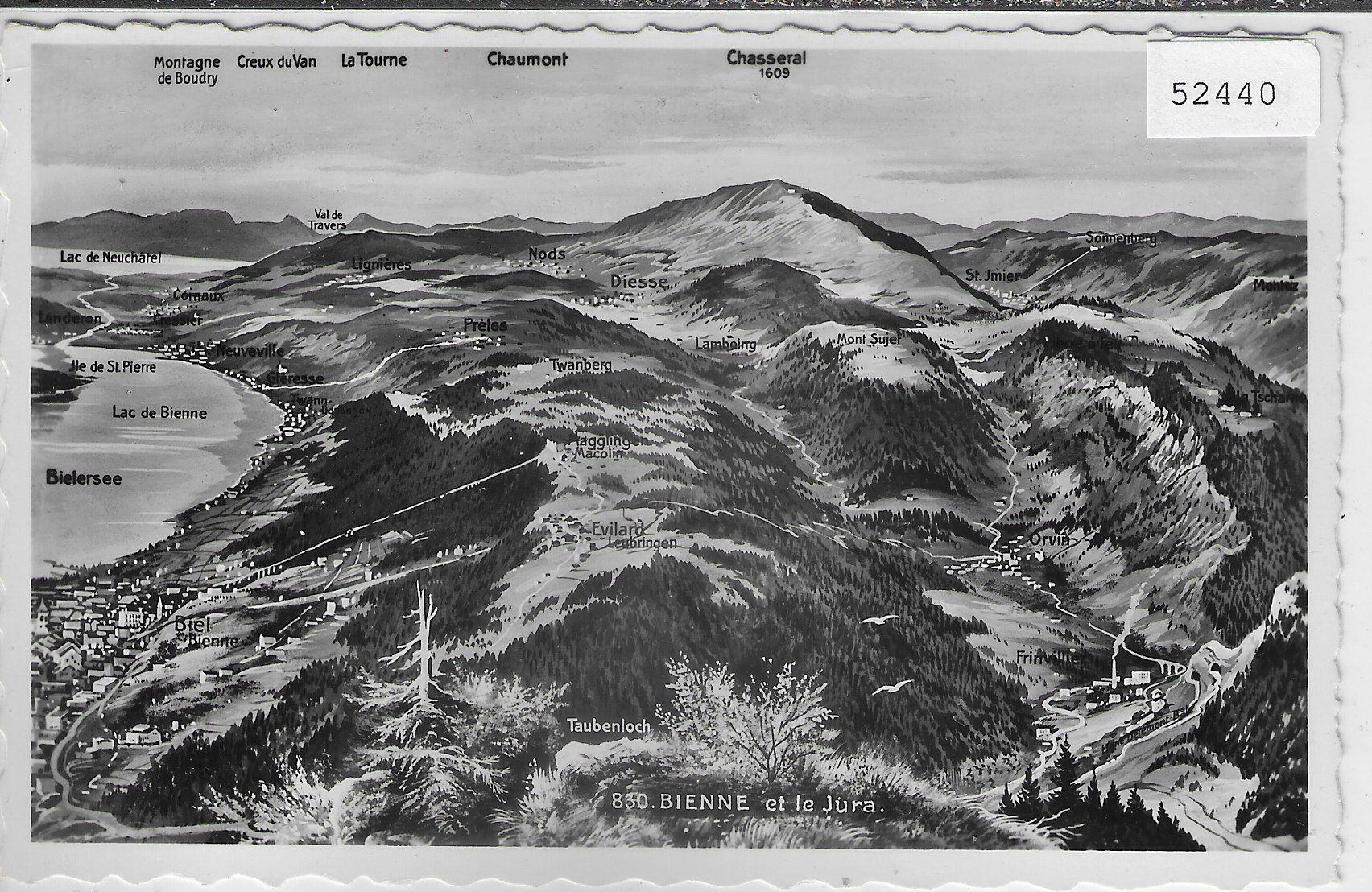 Cartoline postali: Bienne-Biel et le Jura - Panorama – Usato da Ettingen venduto da Kartenplanet
