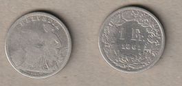 1 Franken 1861 sitzende Helvetia