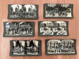 Antique Stereography cards x 6 Italy, Swiss, Hungary, Poland