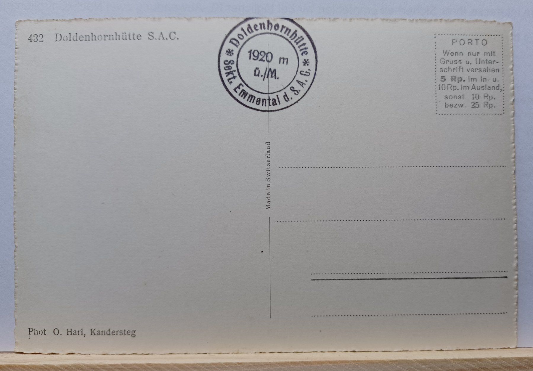 Cartoline postali: No.432, Doldenhornhütte SAC – Usato da Aarau Rohr venduto da mgvw 1
