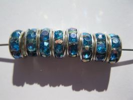 20 Strass Rondellen hellblau AB, 8mm