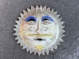 Keramik Sonnengesicht Wandverzierung - Handbemalen