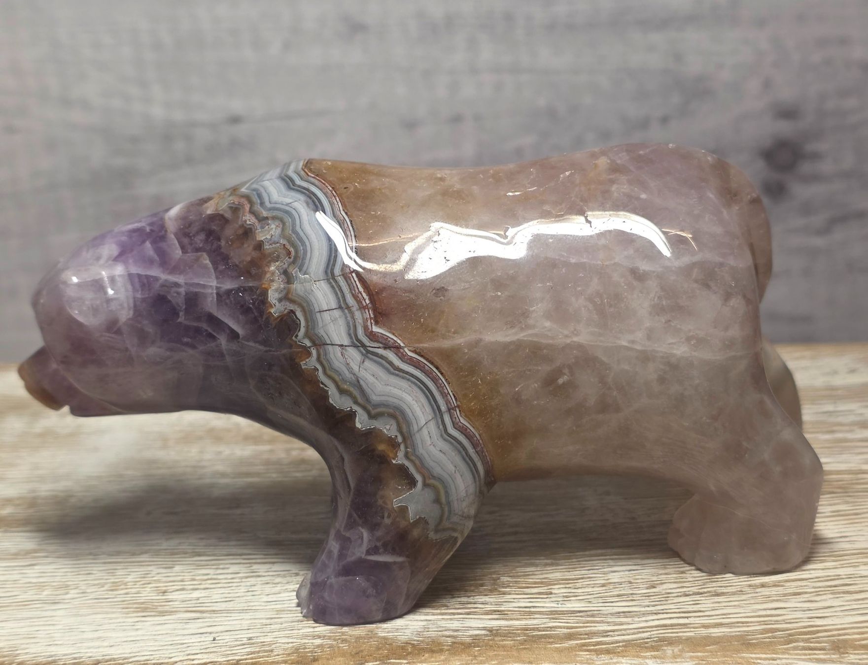 Minerali & Pietre curative: Amethyst-Achat Eisbär 555g – Nuovo e nell'imballaggio originale da Matzingen venduto da Shay_Crystalz 2
