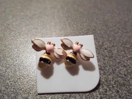 Ohrstecker Biene, rosa/gelb/schwarz
