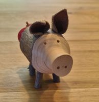 Holz-Glücksschwein Borstel, handgemacht, bringt Glück!
