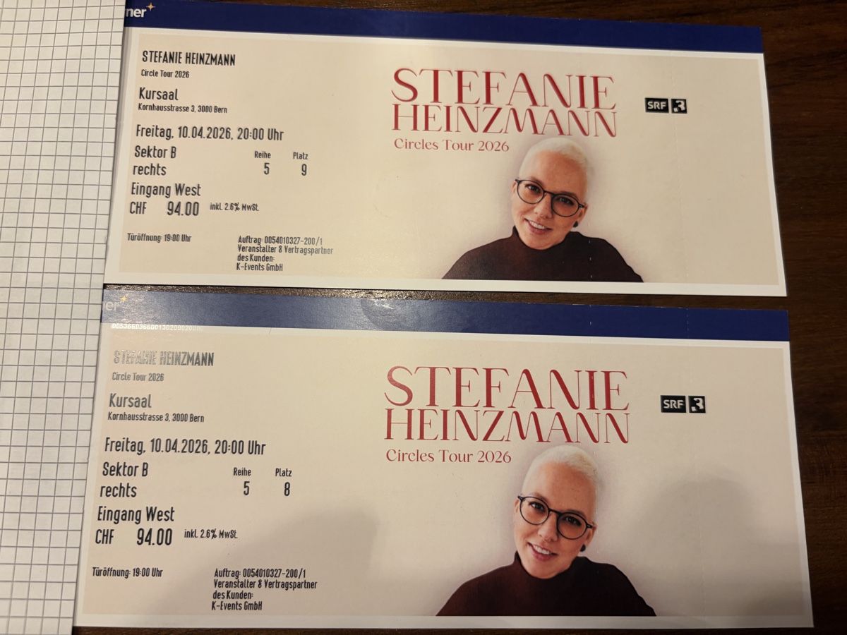Biglietti: 2 Tickets Stefanie Heinzmann – Usato da Wiler b.Utzenstorf venduto da Farfalla73