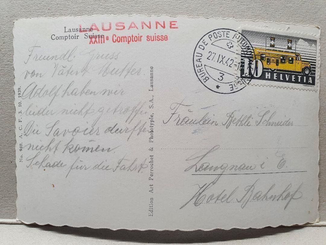 Cartoline postali: LAUSANNE  -  Le Comptoir Suisse  -  1942 – Usato da Delémont venduto da Domdom1 1