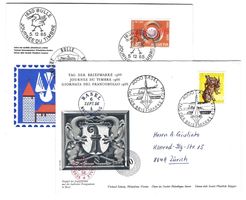 1965/66 offizielle Briefe Tag der Briefmarke Bulle + Basel