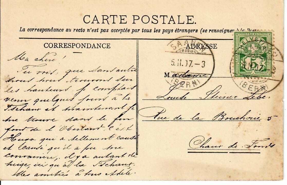 Cartoline postali: Saanen 1907 – Usato da Hochdorf venduto da Ziegel-16 1