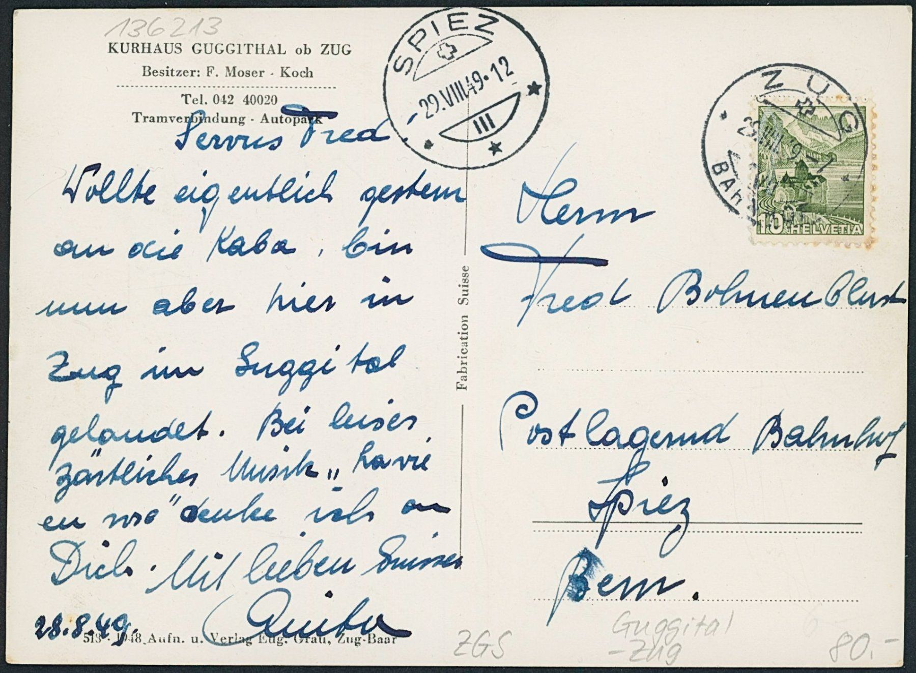 Cartes postales: ZGS Guggital - Zug – D'occasion à Schindellegi par leecollect 1