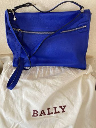 Bally Tasche Kellybag (?) Leder blau ungetragen