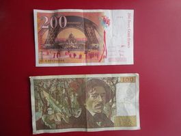 2 X Französische Francs Banknoten, 100 & 200, Selten!