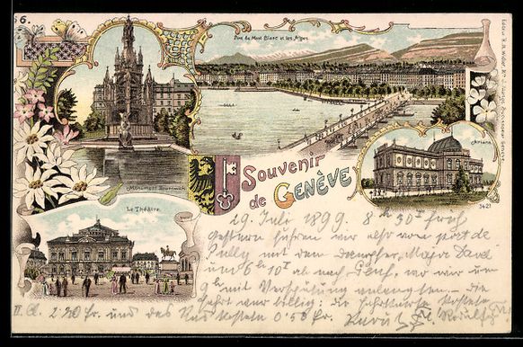 Cartes postales: Lithographie Geneve, Ortsansichten – D'occasion à Berlin par bartko-reher