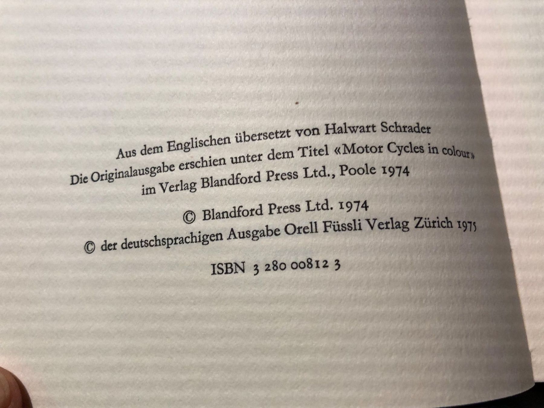 Libri: Motorräder seit 1900, Eric E. Thompson, Orell Füssli. 1974 – Usato da Zürich venduto da good-rabbit 1