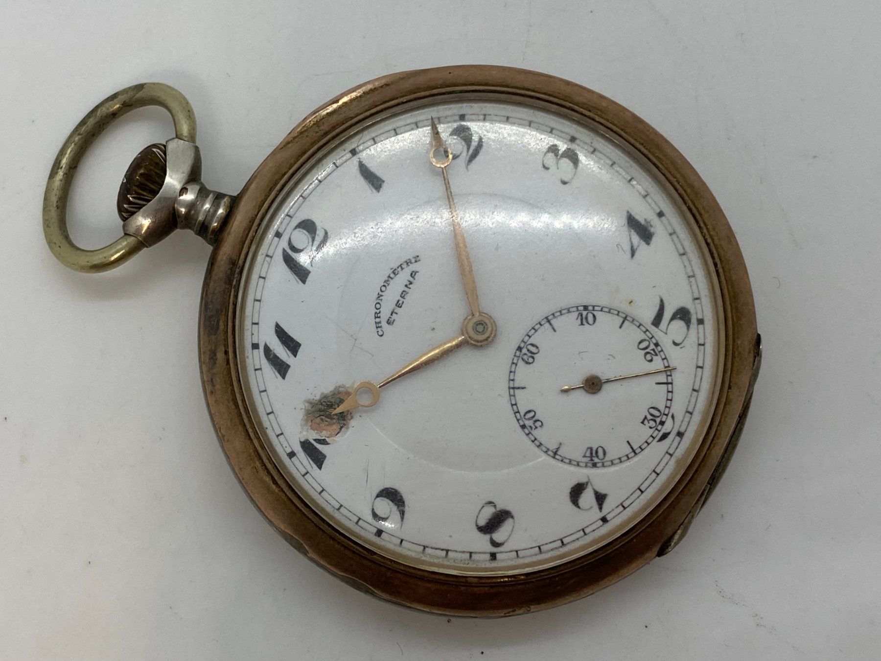 Eterna Uhren: ETERNA Chronometre Taschenuhr 50mm Silber läuft /// E650 – Gebraucht aus Bern von