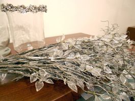 Üppige Äste für Dekoration, Farbe: Silber mit Glitzer