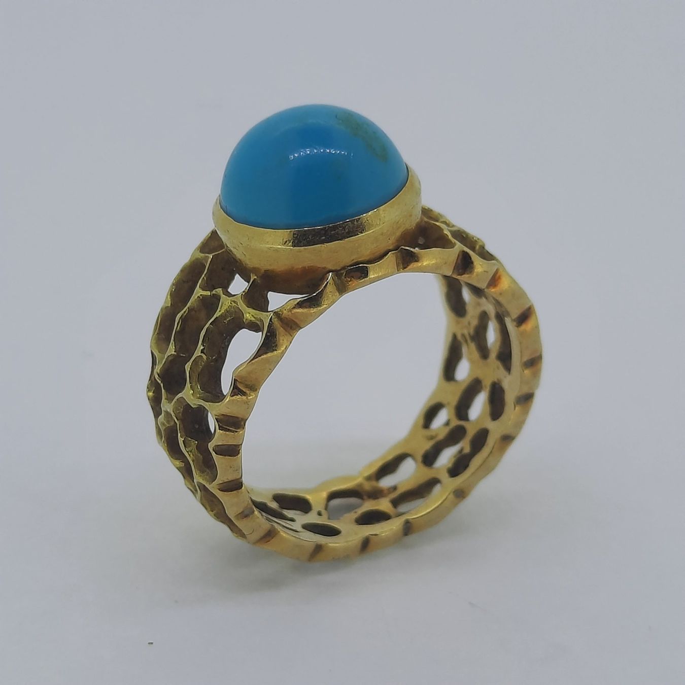 Anelli: Wunderschöner Goldring mit einem Türkis Edelstein – Usato da Unterägeri venduto da Altgoldschmuck 1