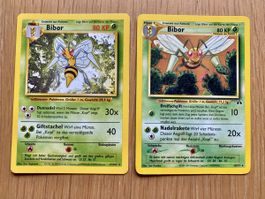 Pokemon Karten 2x Bibor rare Basis Set 1999 & Neo Entd. 2001