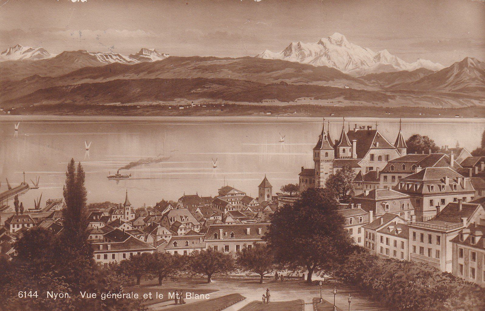 Cartoline postali: Nyon Vue générale et MT. Blanc – Usato da Cormoret venduto da Pascalll2001