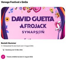 Ticket Qoqa für Venoge-Festival David Guetta 11.08.2026