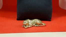 Massiver Bronze-Tiger, Liegend, Sehr Detailreich, Sammler