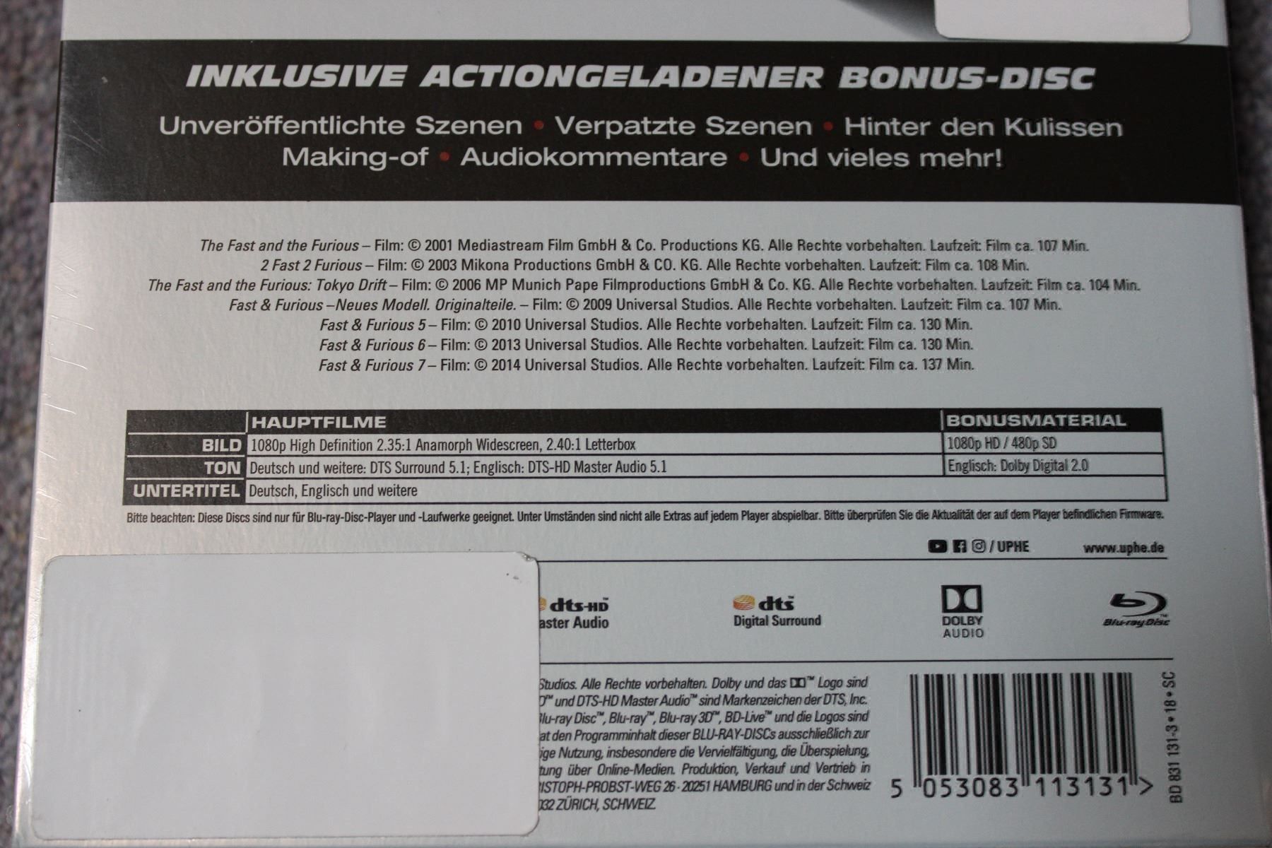 Tutti i DVDs: Fast & Furious 1-7 (7 Blu-Rays) originalverpackt – Nuovo e nell'imballaggio originale da Tübach venduto da JamesStone 3