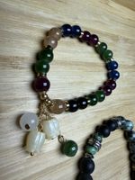Armband Set 2 Stück Perlen Edelstein bunt schwarz neu